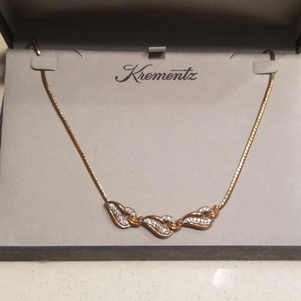 Krementz NIB Gold Diamond Necklace - Picture 1 of 4